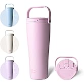 BOTTLE BOTTLE Insulated Tumbler with Handle & Straw Lid, 30oz Stainless Steel Leak-Proof Water Bottle for Hot & Cold Drinks, Add Ice Without Unscrewing, BPA-Free for Travel, Sports, Office(Pink)