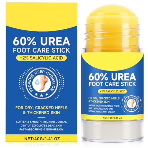 ConfidMiss Foot Care Stick with 60% Urea 2% Salicylic Acid Aloe Vera coconut tea tree oil, Foot Callus Dead Hard Skin Remover Moisturizer for Rough Dry Cracked Feet, Knees, Elbows, Hands Repair Stick