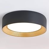 Badiegh Dimmable Flush Mount Ceiling Light, 11.81 inch LED 5CCT Fixtures | 24W Modern Round Black with Gold Lighting, 3000K-6000K Selectable Fixture for Kitchen, Laundry Rooms, Hallway, Entryway