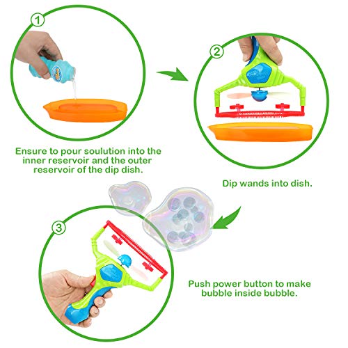 Bubble Machine, Vogek Gun Shooter Bubble Blower Wand Bubble Fan Bubble Maker Playing Game Toy Gift with One Bottle of Soap Solution for Party, Outdoor & Indoor Games, Bubble Gifts for Kids Girls Boys