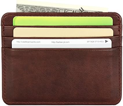 Slim Leather Wallet Credit Card Case Sleave For Men Wemen (Brown)
