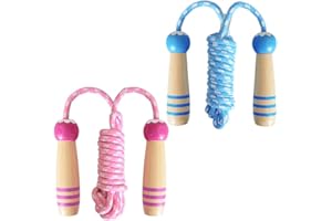Jump Rope for Kids, Lorvain Adjustable Skipping Rope, Kids Jump Ropes with Wooden Handle for Girls Boys, Weighted Jumping Ropes for Fitness Workout Exercise Outdoor Fun Activity