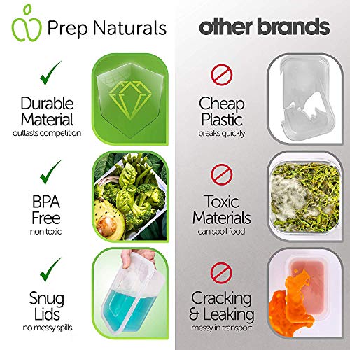 Food Storage Containers with Lids (10 Pack, 25 Ounce) - Food Containers Meal Prep Plastic Containers with Lids Food Prep Containers Deli Containers with Lids Freezer Containers by Prep Naturals