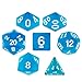 Wiz Dice Sea Glass Set of 7 Polyhedral Dice, Semi-Translucent Matte Finish Blue RPG Dice with Clear Display Box