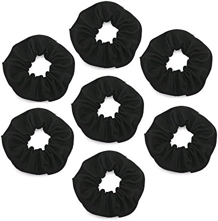 Cotton Scrunchie Set, Set of 10 Soft Cotton Scrunchies (All Black)