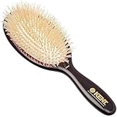 Kent CSGM 7.75" Classic Shine Medium Oval Cushion Straightening Brush and Hair Detangler - Soft White Boar Bristle Hair Brush - Shine Hair Brush and Scalp Scrubber for Mid-Length Fine or Thinning Hair