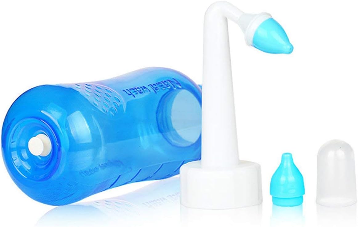 Nose Wash System Sinus & Allergies Relief Nasal Pressure Rinse Neti Pot Nose Trimmer(Color:Blue)