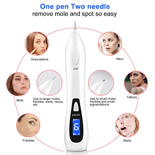 Mole Remover Pen, Skin Vanish Tag Removal Tool Kit with USB Rechargeable 9 Strength Levels, Portable Professional Beauty Spot Dot Device for Body Facial Freckle Nevus Warts AgeTattoo Blemish Men Women