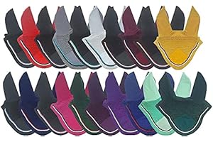 RIDING GEARS Horse Fly Bonnet Double Piping Ear Net Fly Veil Mask Breathable Cotton Crochet Horse Tack (Full, Purple)