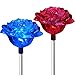 Solar Rose Lights Holiday Outdoor Decoration Color Changing Rose Flower Pathway Garden Stakes for Christmas Thanksgiving Patio Lawn Yard Path Decor by SolarDuke (2 Pack)