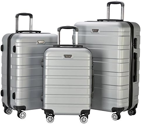 Resena Luggage 3 Piece Set Suitcase Spinner Hardshell Lightweight (Grey)