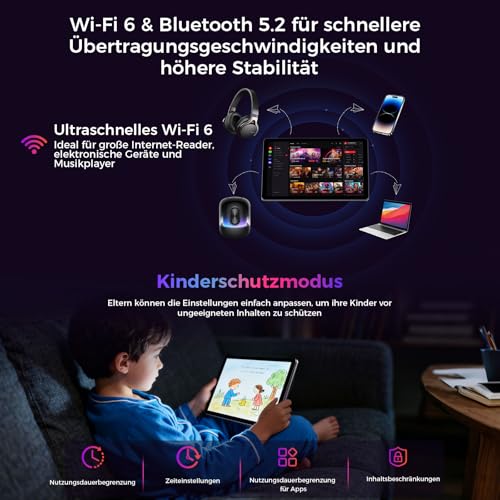 RebotAi 2026 Neuestes Tablet 10.1 Zoll Android 16 mit Gemini AI, 16GB RAM + 64GB ROM, GMS Widevine L1, WiFi 6 & BT 5.2, Dünn und leicht Tablet mit Gesichtserkennung (Grau)