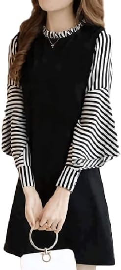 Amazon プライマリーデザイン ワンピース ミニ フレア袖 ボーダー 長袖 レディース ワンピース チュニック 通販