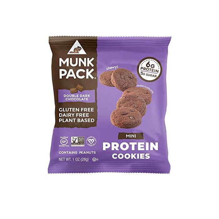 Munk Pack: Mini Protein Cookies - Peanut Butter Chocolate Chip - 8 Pack - 6g Protein Snacks - Vegan Soft Baked - No…