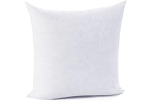 DOWNCOOL 100% Cotton Stuffer Throw Pillow Insert, Square Down and Feather Filled Decorative Bed Sofa Insert, 18x18 Inch, White