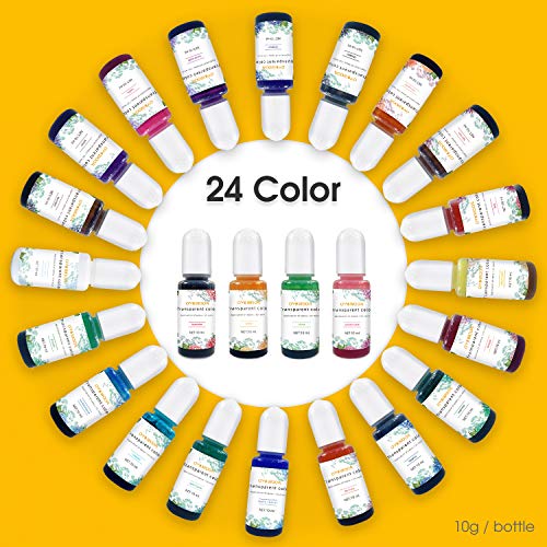 Epoxy Resin Pigment -24 Color Liquid Transparent AB Resin Colorant Highly Concentrated Resin Dye for Art and DIY Jewelry Making,10ml Each