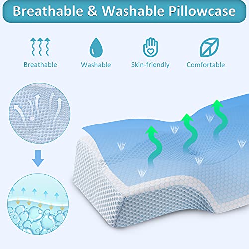 Mkicesky Memory Foam Neck Support Cervical Pillow, Side Sleeper Contour