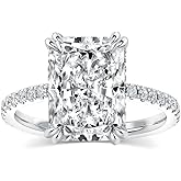 PAFIDDY 4.5CT Stunning Radiant Cut Engagement Ring for Women, S925 Silver AAAAA Grade Cubic Zirconia Promise Wedding Ring