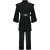 SOLOTIMES Adult Men Jedi Tunic Costume Knight Hooded Robe Uniform Full Set Black Halloween Cosplay Cloak Cape Outfit Suit