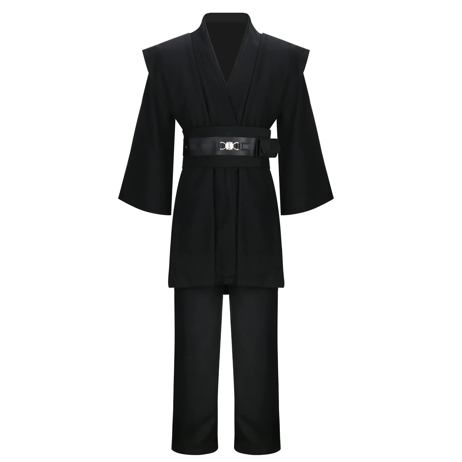 Photo 1 of Adult Men Tunic Costume Knight Hooded Robe Uniform Full Set Jedi Halloween Cosplay Cloak Cape Outfit Suit (Black (Tunic), X-Small)