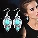 Tagoo Women's Silver Alloy Round Turquoise Earrings