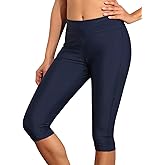 Septangle Women's Swim Bottom Mid Waist UPF 50+ Swimwear Rash Guard Sport Leggings