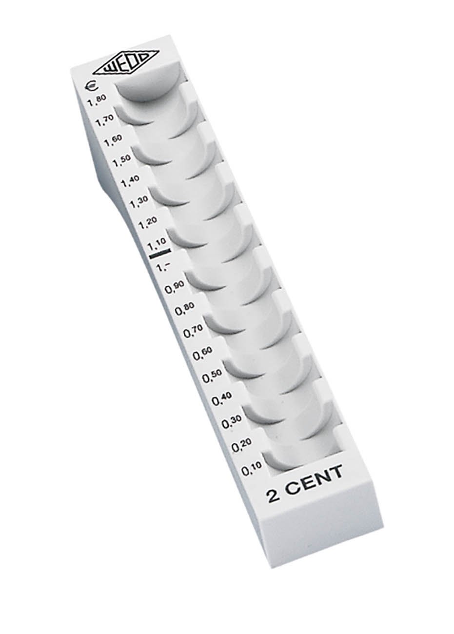 Wedo 160700237 Münzrille 0.02 Euro 2 Cent Plastic for 90 Coins with Tags 18 x 4.5 "x 1 1/4, Grey