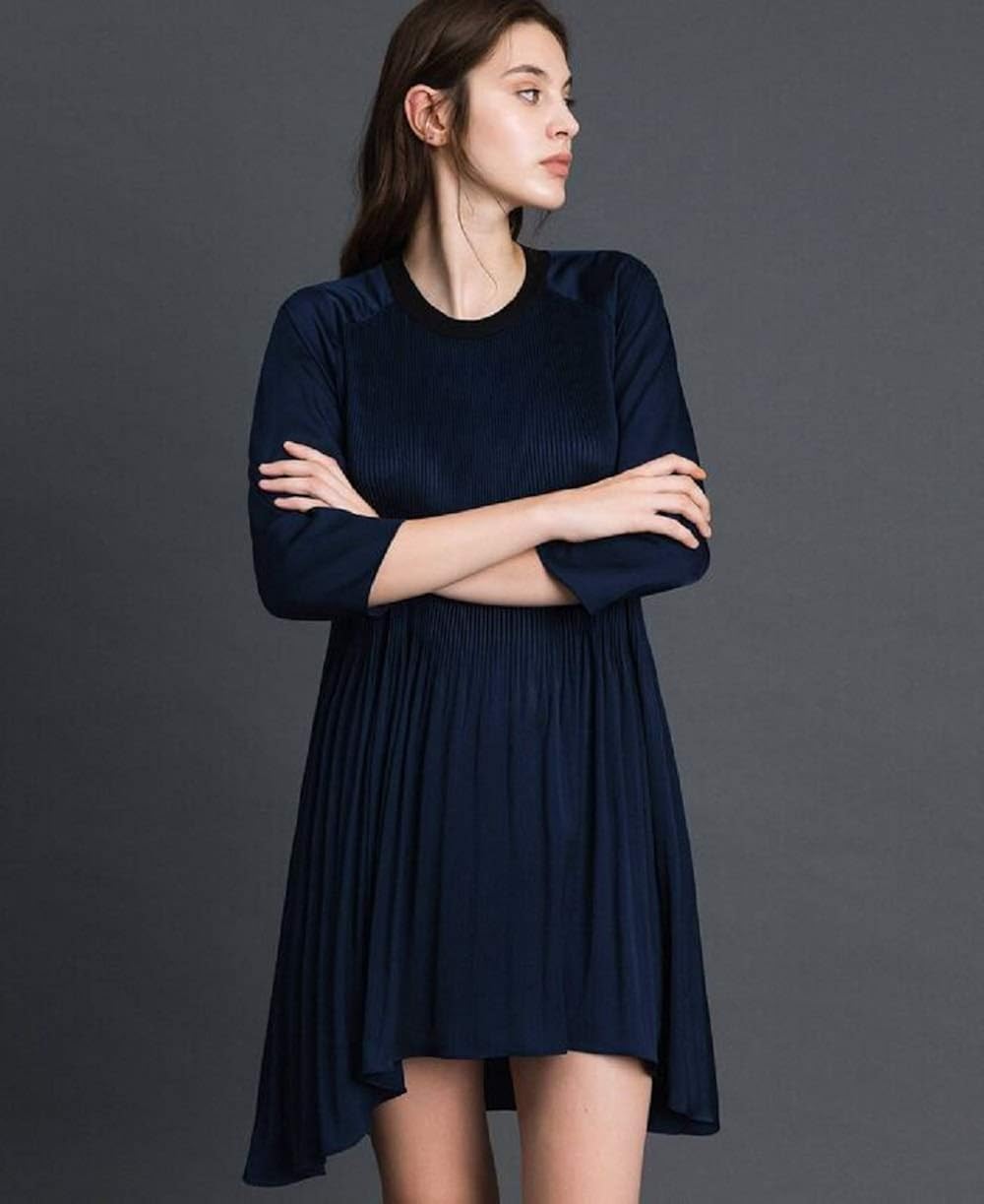 Donna Twinset Abito Plisse Con Maniche A Tre Quarti Abbigliamento Corporatelawyers Com Pk
