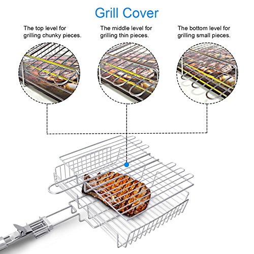WolfWise Portable 430 Stainless Steel Barbecue BBQ Grilling Basket Removable Handle Pricepulse