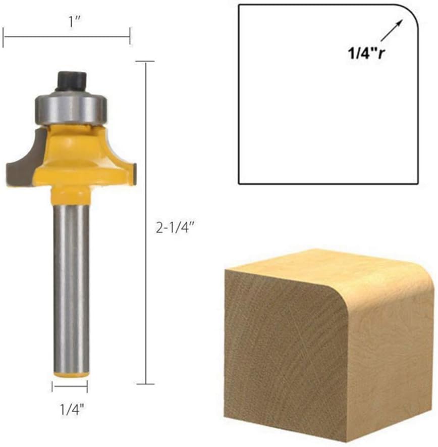 1/4-Inch Shank Roundover Edging Router Bit Set, Woodworking Milling Cutter Tools Corner Rounding Edge-forming Bit Set 1/8", 1/4", 3/8", 1/2" Radius (4 Pack) - - 