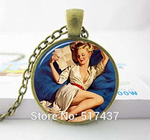 Pretty Lee Well Hello Sailor Pinup Girl Necklace Sailor Pinup Jewelry With Sexy Girl Pinup Girl Art Pendant Pirate Girl