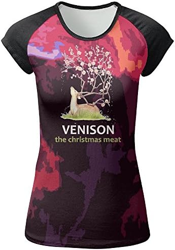 Venison The Christmas Meat 3D Print Womens Pattern Printed Short Sleeve T-Shirts Top Tees