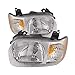 HEADLIGHTSDEPOT Halogen Headlights Compatible With Ford Escape 2001-2004 Includes Left Driver and Right Passenger Side Headlamps