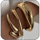 3PCS Stackable Bangle Bracelets for Women - Gold and Silver Chunky Wide Cuff Bracelets Set, Trendy Dainty Jewelry Gifts