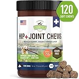 Glucosamine for Dogs - Dog Joint Supplement Chews, Glucosamine Chondroitin MSM + Turmeric -120 Grain Free Dog Treats Made in USA Only - Hip and Joint Support for Dogs Arthritis Pain Relief, Dysplasia