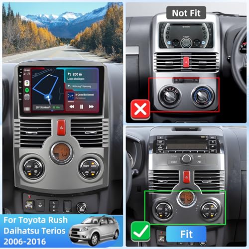 Fuluku 4+64G Android Car Radio for Toyota Rush Daihatsu Terios 2006-2016 with Wireless Carplay & Android Car, 9 Inch IPS Touch Screen Radio with Bluetooth 5.0/GPS/Rear Camera/FM/WiFi/SWC
