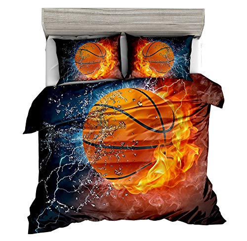 Jwellking 3d Basketball Queen Kid S Bedding Set Water Flame And