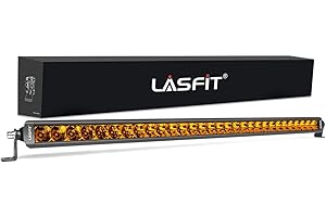LASFIT 32 inch Amber LED Light Bar, 8650LM/2000K Slim Row Light, Spot Flood Combo LED Bar, Yellow Off Road Driving Lights for Truck, Pickup, SUV, ATV, Marine