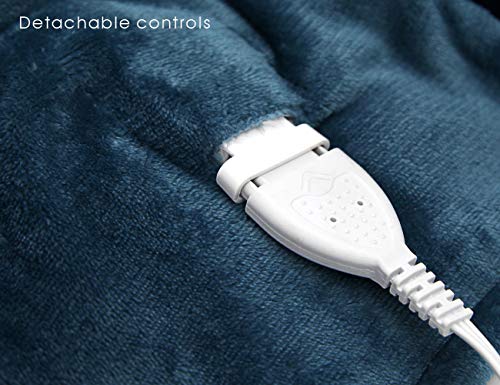 MARQUESS Electric Blanket MicroPlush Sherpa and Reversible Flannel Washable Comfortable with 4 Heat Settings/Safety 10 Hours Auto-Off Controller (62 x 84) (Navy)