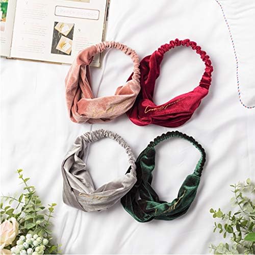 Cuis 9 4インチベルベットシンプルヘアバンド ソリッドカラーエラスティックバンドデザイン ホットスタンプ英語ツイストクリスクロス弾性ヘアバンドアクセサリー Color グレー B07x32l4 2 228円