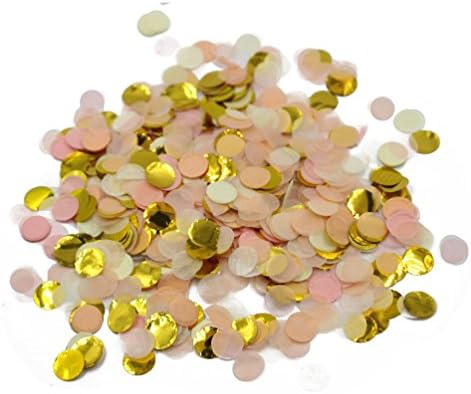 Mybbshower Gold Blush Peach Ivory Small Dot Wedding Confetti Party Decoration Pack of 17 Grams