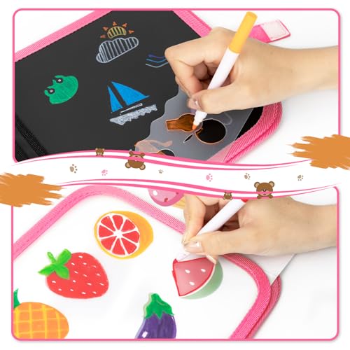 Tarnel Portable Drawing for Children, Doodle Toys, Reusable Painting Book, 12 Erasable Coloured Pens, 14 Pages, ABS