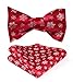 HISDERN Christmas Snowflakes Bow Tie and Pocket Square Set for Men Holiday Xmas Self Tie Bow Ties with Handkerchief Red