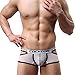 2 Pack Men Boxer Briefs Shorts Hollow Cut Out Trunks Underwear 863 (Medium, white/black)