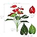 GTidea 2pcs Artificial Plants Silk Anthurium Flowers Bushes Fake Shrubs Home Garden Office Table Windowsill Indoor Outside Greenery Decor Red