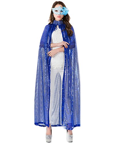 Anlydia Women's Costume Sequin Hooded Cape Cloak for Party Halloween Christmas