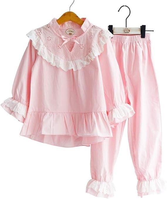 Amazon Co Jp 美しい 子供の家服春の新女の子パジャマセット長袖レース宮殿プリンセス100 コットンプリンセススーツ服 年人気 の子供用長袖パジャマ 服 ファッション小物