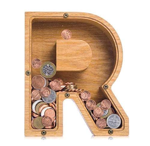 Toys Hobbies Pretend Play Personalized Letter Piggy Bank Wooden Piggy 