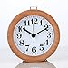 Alarm Clock,Orcbeg alarm clocks for bedrooms /Small Analog Wooden Circular Vintage Travel Digital Alarm Clock Battery Operated/No Tick With Snooze and Nightlight Backlight (LightWoodGrain)