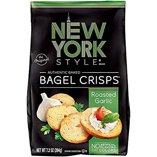 Old London New York Style Bagel Crisps Pack of 8 (Roasted Garlic + Sea Salt & Cracked Pepper + Sea Salt + Cinnamon Raisin + Plain + Garlic Parmesan + Sesame + Everything)